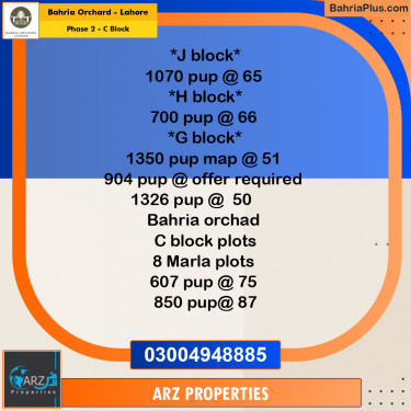 Residential Plot for Sale in Phase 2 - C Block -  Bahria Orchard, Lahore - (BP-235771)