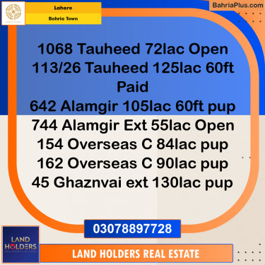 Residential Plot for Sale in Bahria Town, Lahore - (BP-235808)