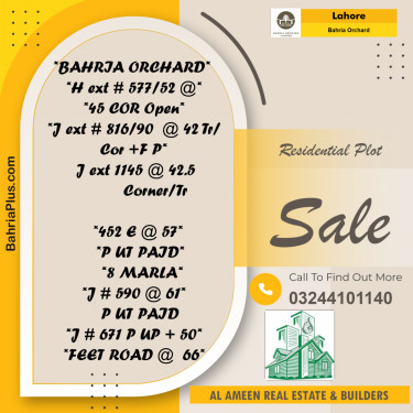 Residential Plot for Sale in Bahria Orchard, Lahore - (BP-235819)