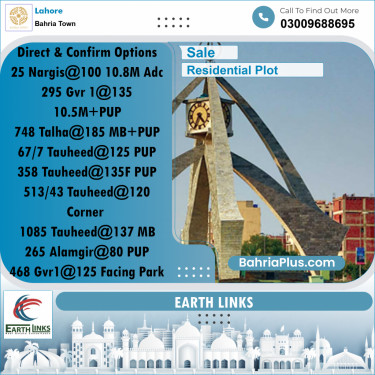 Residential Plot for Sale in Bahria Town, Lahore - (BP-235845)