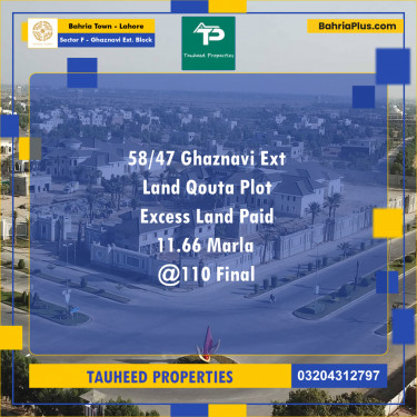 10 Marla Residential Plot for Sale in Sector F - Ghaznavi Ext. Block -  Bahria Town, Lahore - (BP-235921)