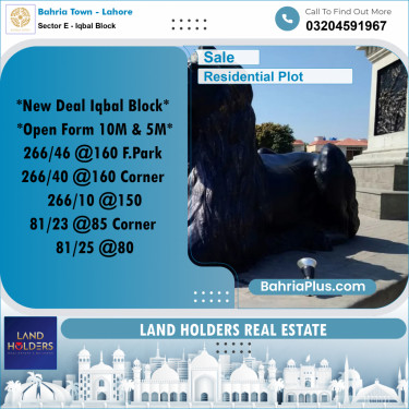 Residential Plot for Sale in Sector E - Iqbal Block -  Bahria Town, Lahore - (BP-235989)