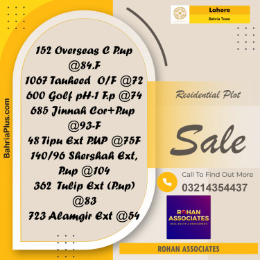 Residential Plot for Sale in Bahria Town, Lahore - (BP-236040)