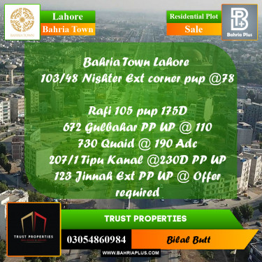Residential Plot for Sale in Bahria Town, Lahore - (BP-236044)