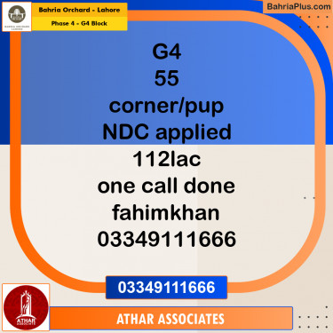 10 Marla Residential Plot for Sale in Phase 4 - G4 Block -  Bahria Orchard, Lahore - (BP-236126)