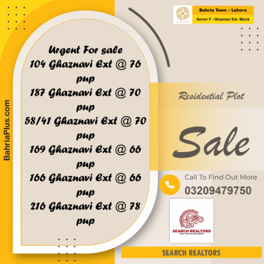 5 Marla Residential Plot for Sale in Sector F - Ghaznavi Ext. Block -  Bahria Town, Lahore - (BP-236325)