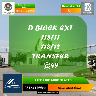 5 Marla Residential Plot for Sale in Phase 2 - D Block -  Bahria Orchard, Lahore - (BP-236355)