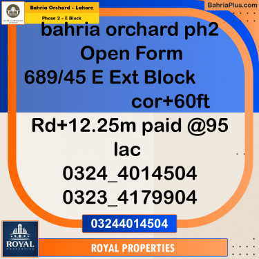 Residential Plot for Sale in Phase 2 - E Block -  Bahria Orchard, Lahore - (BP-236358)