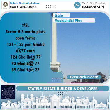 Residential Plot for Sale in Phase 1 - Southern District -  Bahria Orchard, Lahore - (BP-236428)