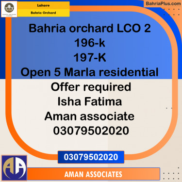 Residential Plot for Sale in Bahria Orchard, Lahore - (BP-236493)