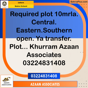 Residential Plot for Sale in Bahria Orchard, Lahore - (BP-236510)