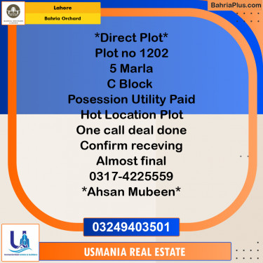 5 Marla Residential Plot for Sale in Bahria Orchard, Lahore - (BP-236643)