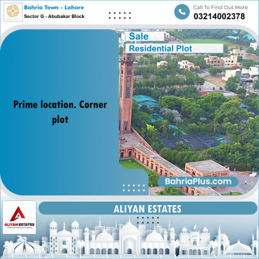 10 Marla Residential Plot for Sale in Sector G - Abubakar Block -  Bahria Town, Lahore - (BP-236666)