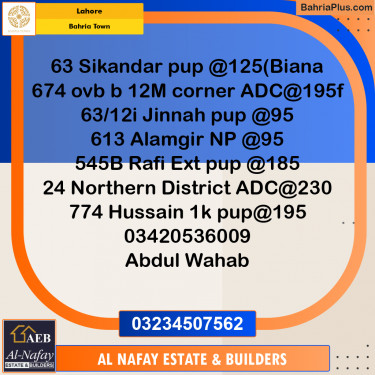 Residential Plot for Sale in Bahria Town, Lahore - (BP-236720)