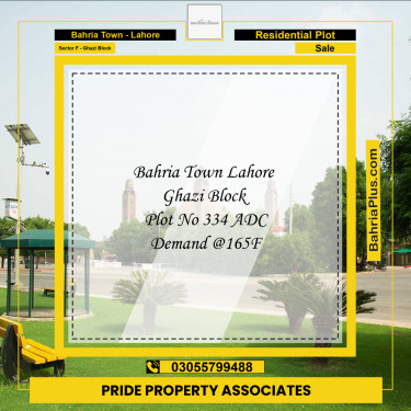 11 Marla Residential Plot for Sale in Sector F - Ghazi Block -  Bahria Town, Lahore - (BP-236725)