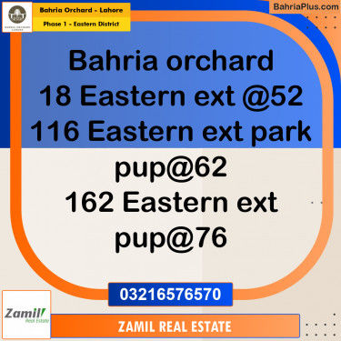5 Marla Residential Plot for Sale in Phase 1 - Eastern District -  Bahria Orchard, Lahore - (BP-236734)