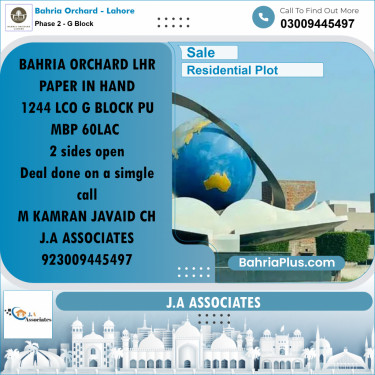 5 Marla Residential Plot for Sale in Phase 2 - G Block -  Bahria Orchard, Lahore - (BP-236735)
