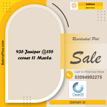 11 Marla Residential Plot for Sale in Bahria Town, Lahore - (BP-236746)