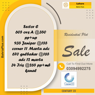 Residential Plot for Sale in Bahria Town, Lahore - (BP-236748)