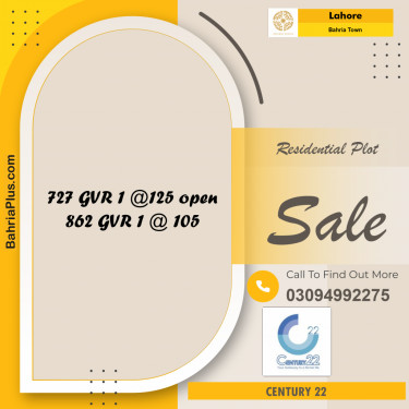 Residential Plot for Sale in Bahria Town, Lahore - (BP-236755)