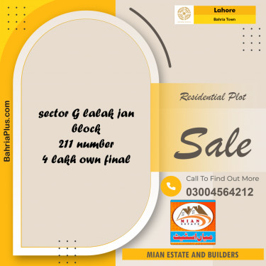 Residential Plot for Sale in Bahria Town, Lahore - (BP-236767)