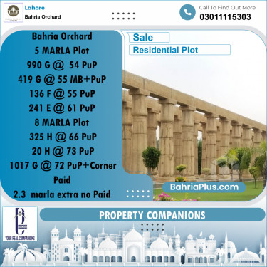 Residential Plot for Sale in Bahria Orchard, Lahore - (BP-236774)