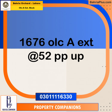 5 Marla Residential Plot for Sale in OLC-A Ext. Block -  Bahria Orchard, Lahore - (BP-236818)