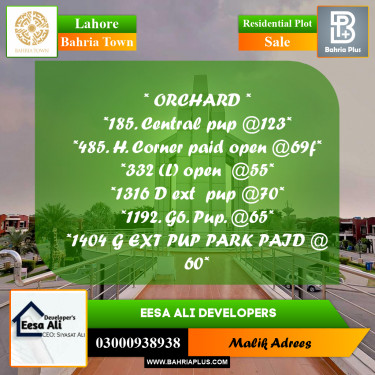 Residential Plot for Sale in Bahria Town, Lahore - (BP-236898)
