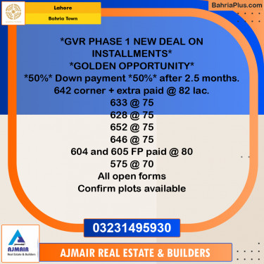 Residential Plot for Sale in Bahria Town, Lahore - (BP-236940)