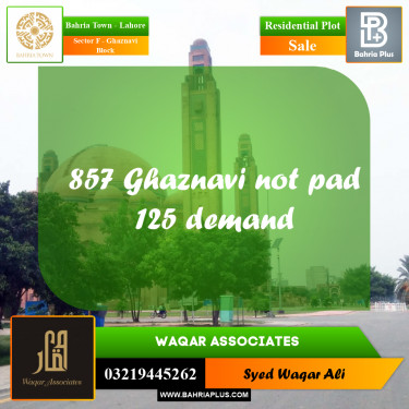 10 Marla Residential Plot for Sale in Sector F - Ghaznavi Block -  Bahria Town, Lahore - (BP-236948)