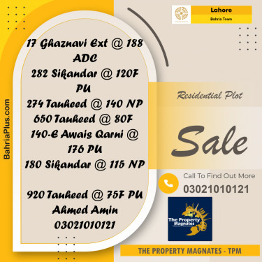 Residential Plot for Sale in Bahria Town, Lahore - (BP-237005)
