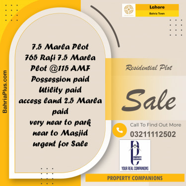 Residential Plot for Sale in Bahria Town, Lahore - (BP-237023)