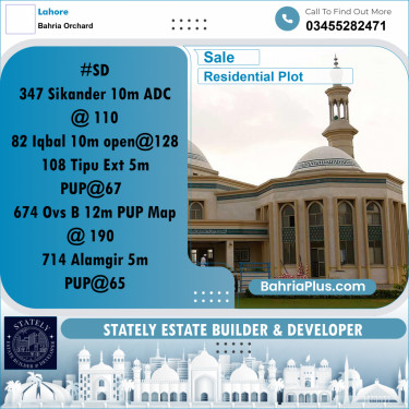 Residential Plot for Sale in Bahria Orchard, Lahore - (BP-237112)