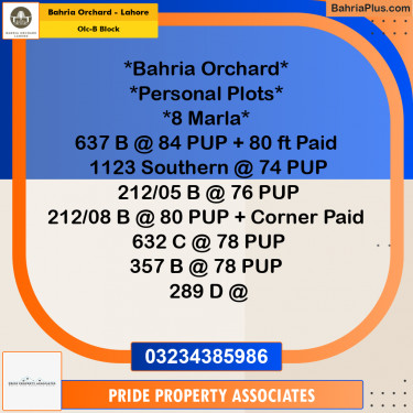 8 Marla Residential Plot for Sale in OLC-B Block -  Bahria Orchard, Lahore - (BP-237130)