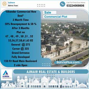 Commercial Plot for Sale in Bahria Town, Lahore - (BP-237186)