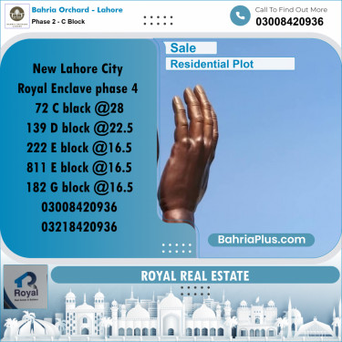 5 Marla Residential Plot for Sale in Phase 2 - C Block -  Bahria Orchard, Lahore - (BP-237220)