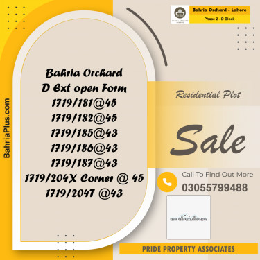 5 Marla Residential Plot for Sale in Phase 2 - D Block -  Bahria Orchard, Lahore - (BP-237230)