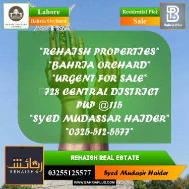 Residential Plot for Sale in Bahria Orchard, Lahore - (BP-237237)