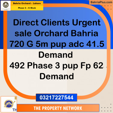 5 Marla Residential Plot for Sale in Phase 2 - G Block -  Bahria Orchard, Lahore - (BP-237241)