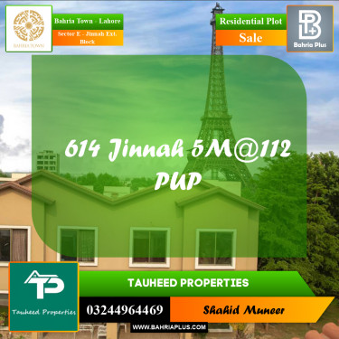 5 Marla Residential Plot for Sale in Sector E - Jinnah Ext. Block -  Bahria Town, Lahore - (BP-237279)
