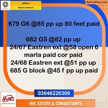 Residential Plot for Sale in Bahria Orchard, Lahore - (BP-237329)