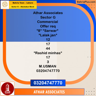5 Marla Residential Plot for Sale in Sector G - Abubakar Block -  Bahria Town, Lahore - (BP-237351)