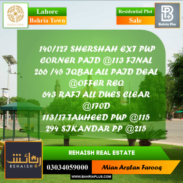 Residential Plot for Sale in Bahria Town, Lahore - (BP-237378)