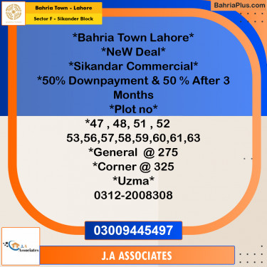 5 Marla Residential Plot for Sale in Sector F - Sikander Block -  Bahria Town, Lahore - (BP-237410)
