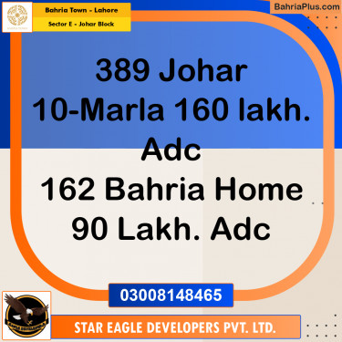 10 Marla Residential Plot for Sale in Sector E - Johar Block -  Bahria Town, Lahore - (BP-237451)