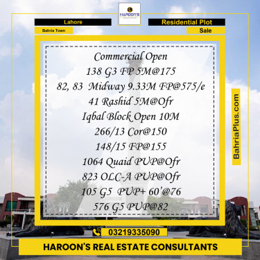 Residential Plot for Sale in Bahria Town, Lahore - (BP-237491)