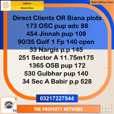 10 Marla Residential Plot for Sale in Bahria Town, Lahore - (BP-237508)
