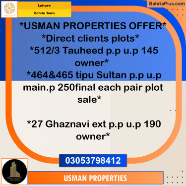 Residential Plot for Sale in Bahria Town, Lahore - (BP-237532)