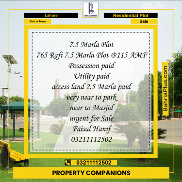 Residential Plot for Sale in Bahria Town, Lahore - (BP-237635)