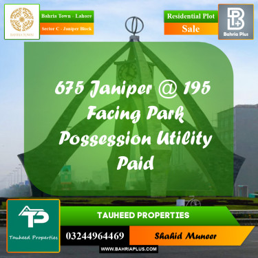 10 Marla Residential Plot for Sale in Sector C - Janiper Block -  Bahria Town, Lahore - (BP-237711)